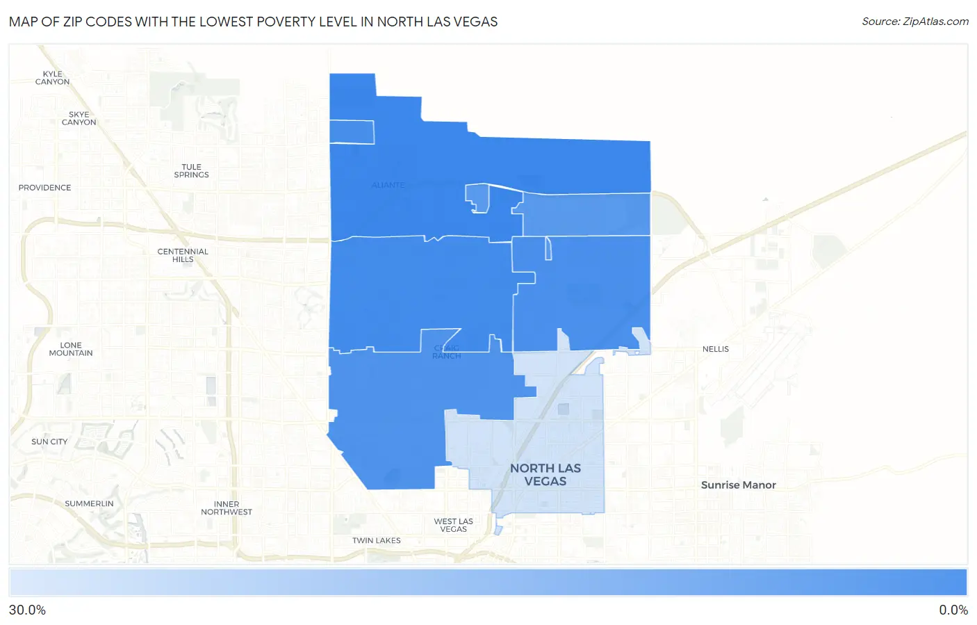Zip Codes with the Lowest Poverty Level in North Las Vegas Map