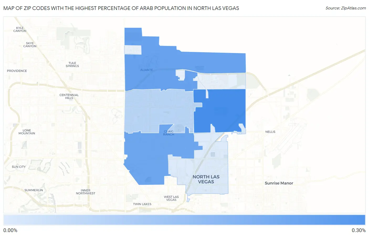 Zip Codes with the Highest Percentage of Arab Population in North Las Vegas Map