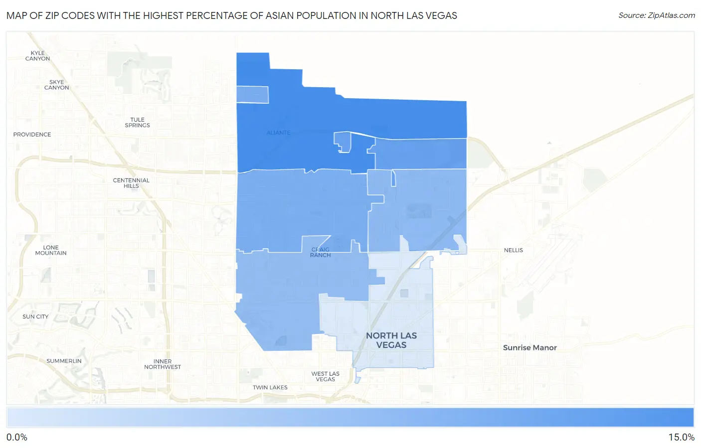 Zip Codes with the Highest Percentage of Asian Population in North Las Vegas Map