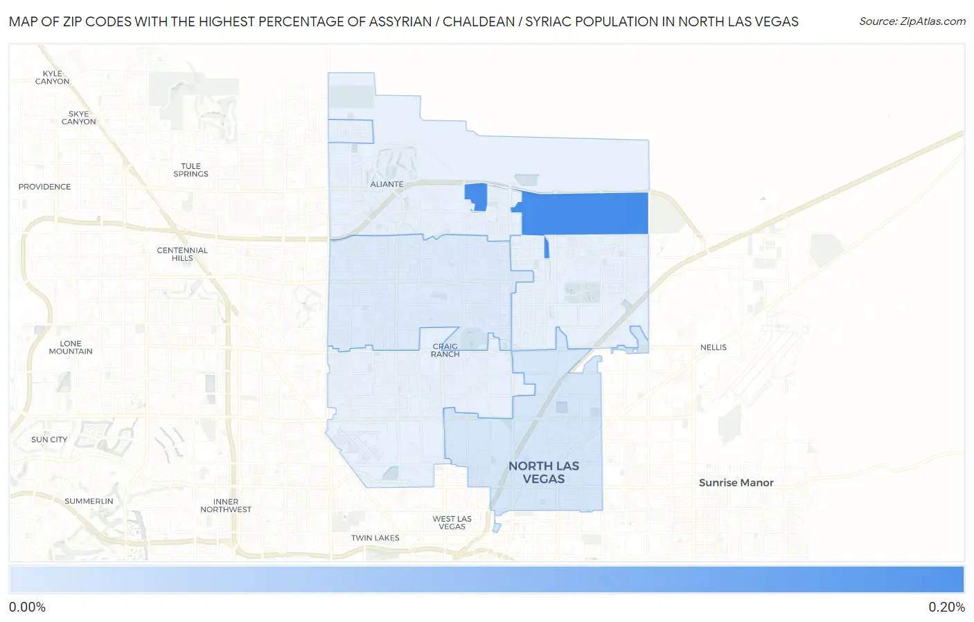 Zip Codes with the Highest Percentage of Assyrian / Chaldean / Syriac Population in North Las Vegas Map