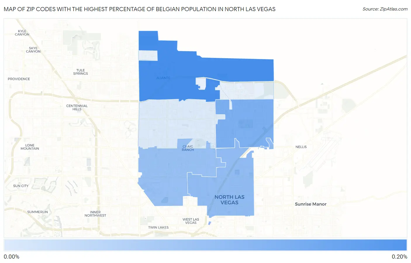 Zip Codes with the Highest Percentage of Belgian Population in North Las Vegas Map