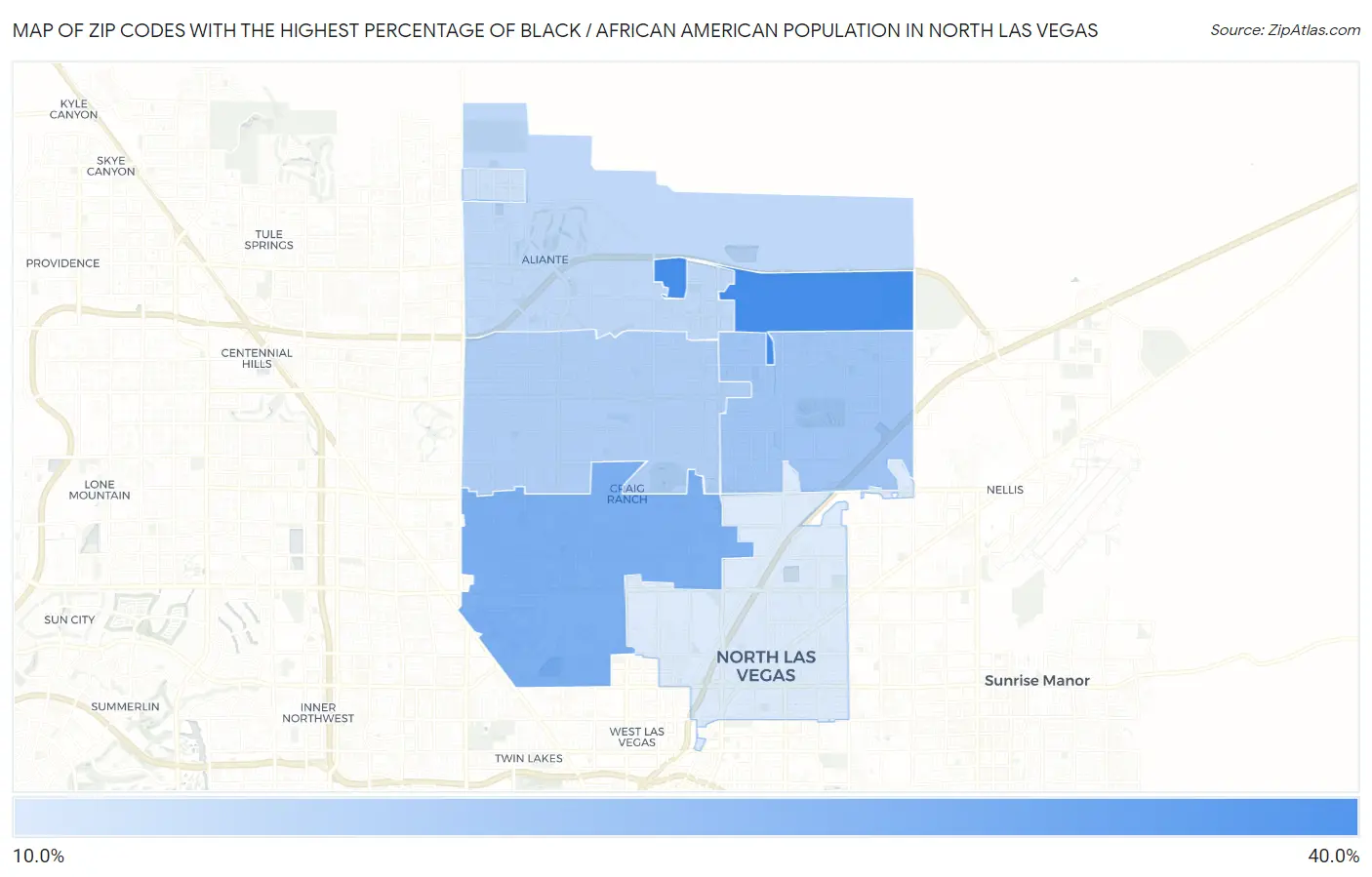 Zip Codes with the Highest Percentage of Black / African American Population in North Las Vegas Map