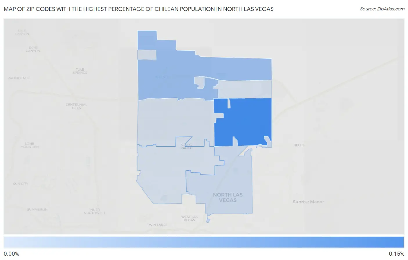 Zip Codes with the Highest Percentage of Chilean Population in North Las Vegas Map