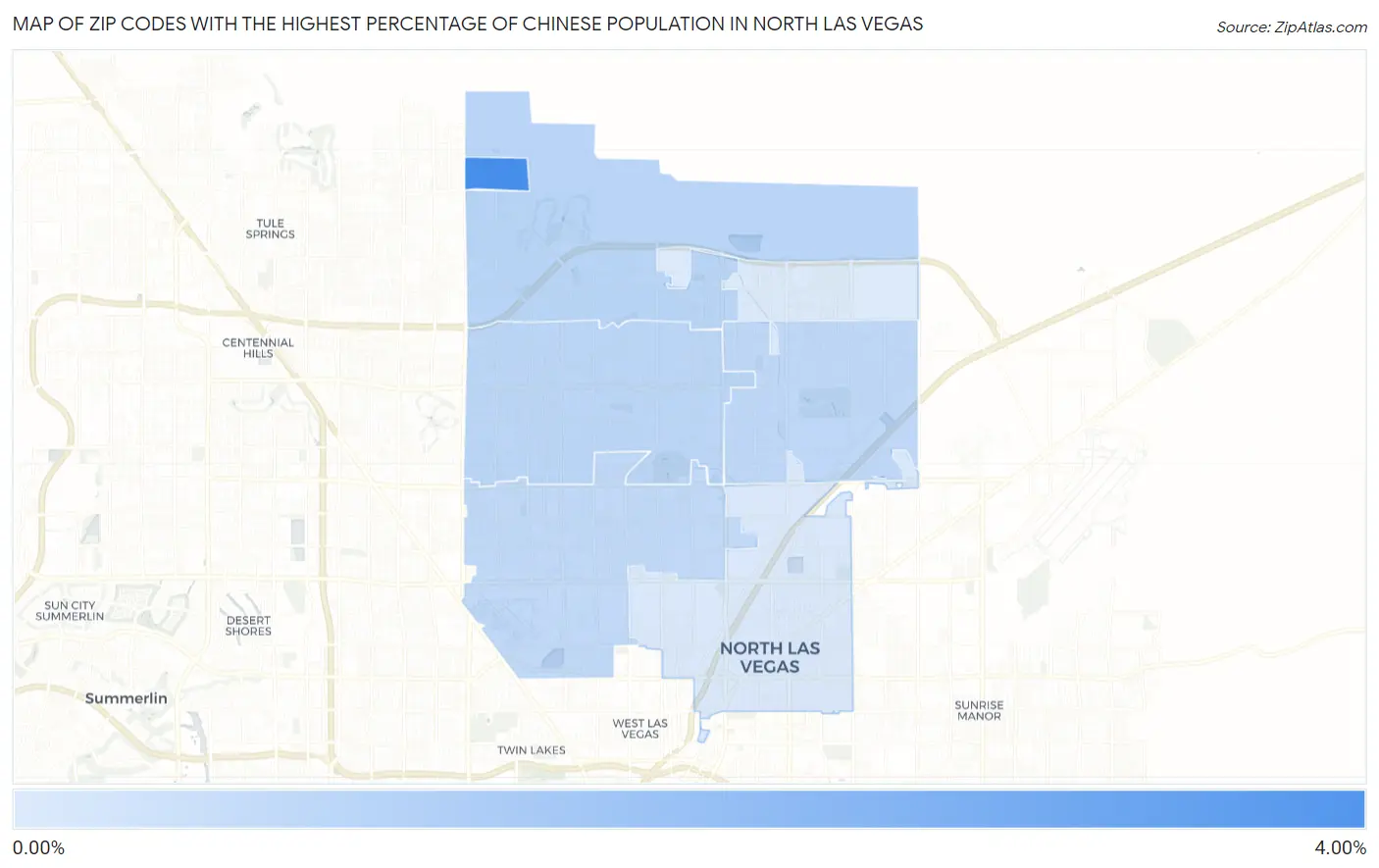 Zip Codes with the Highest Percentage of Chinese Population in North Las Vegas Map