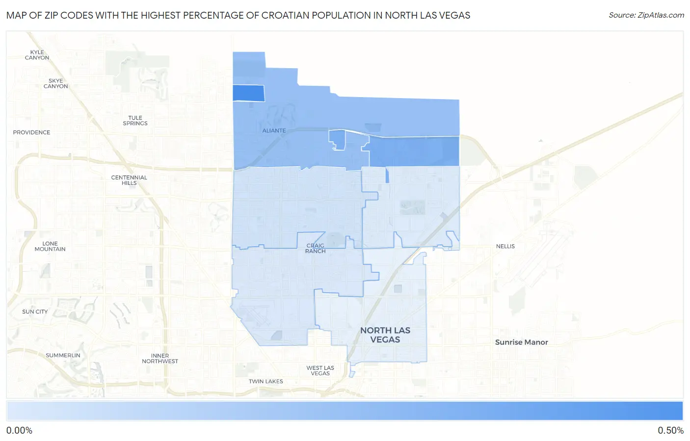 Zip Codes with the Highest Percentage of Croatian Population in North Las Vegas Map