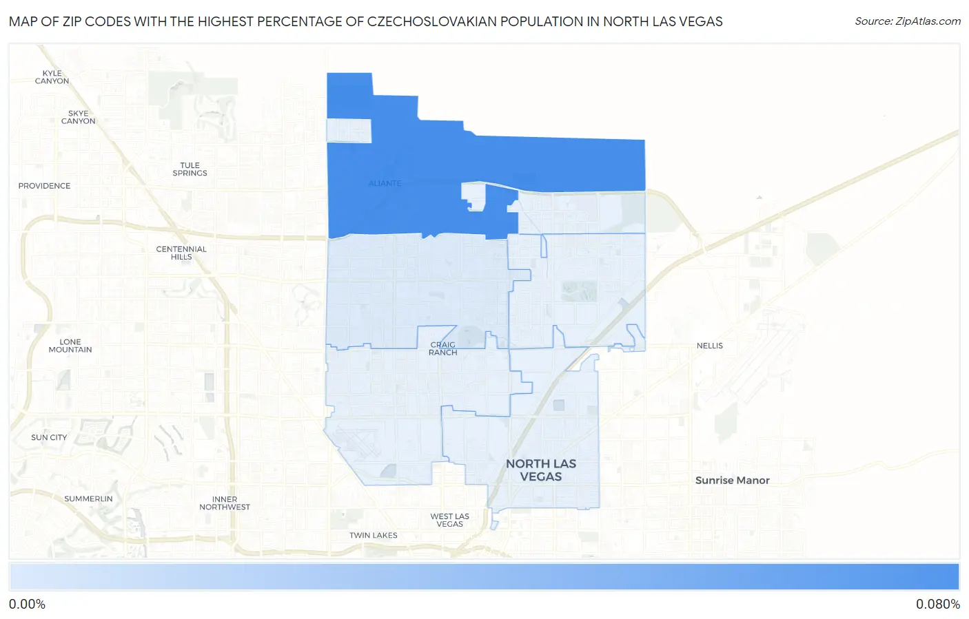 Zip Codes with the Highest Percentage of Czechoslovakian Population in North Las Vegas Map