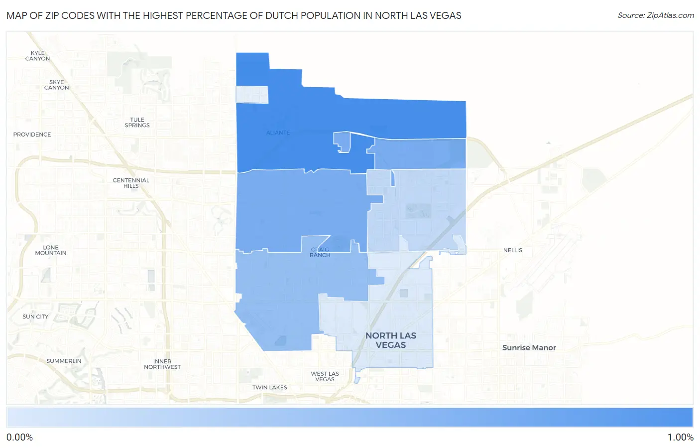 Zip Codes with the Highest Percentage of Dutch Population in North Las Vegas Map