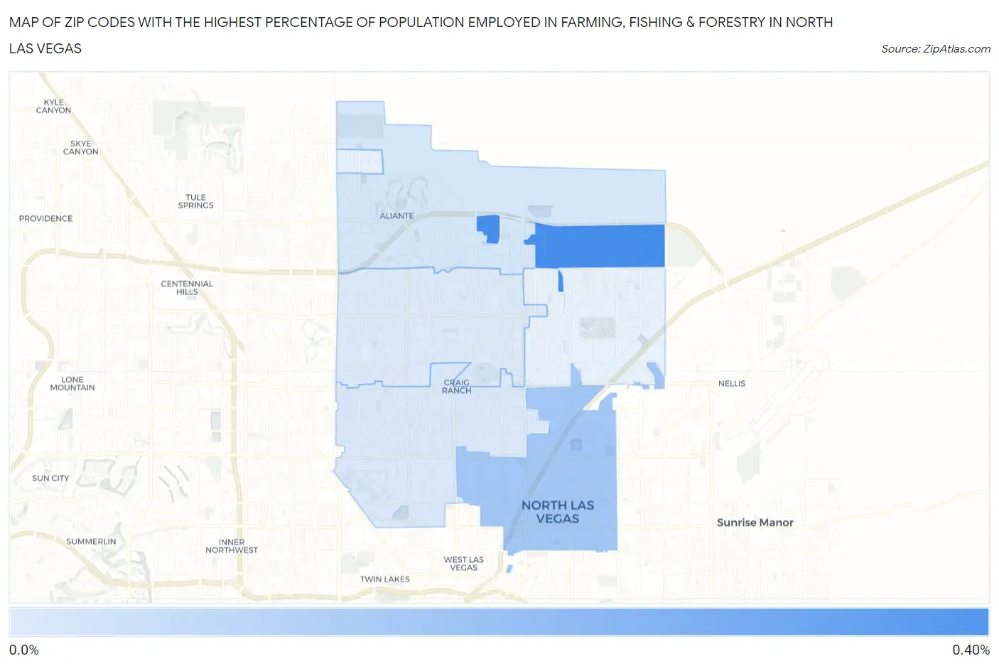 Zip Codes with the Highest Percentage of Population Employed in Farming, Fishing & Forestry in North Las Vegas Map