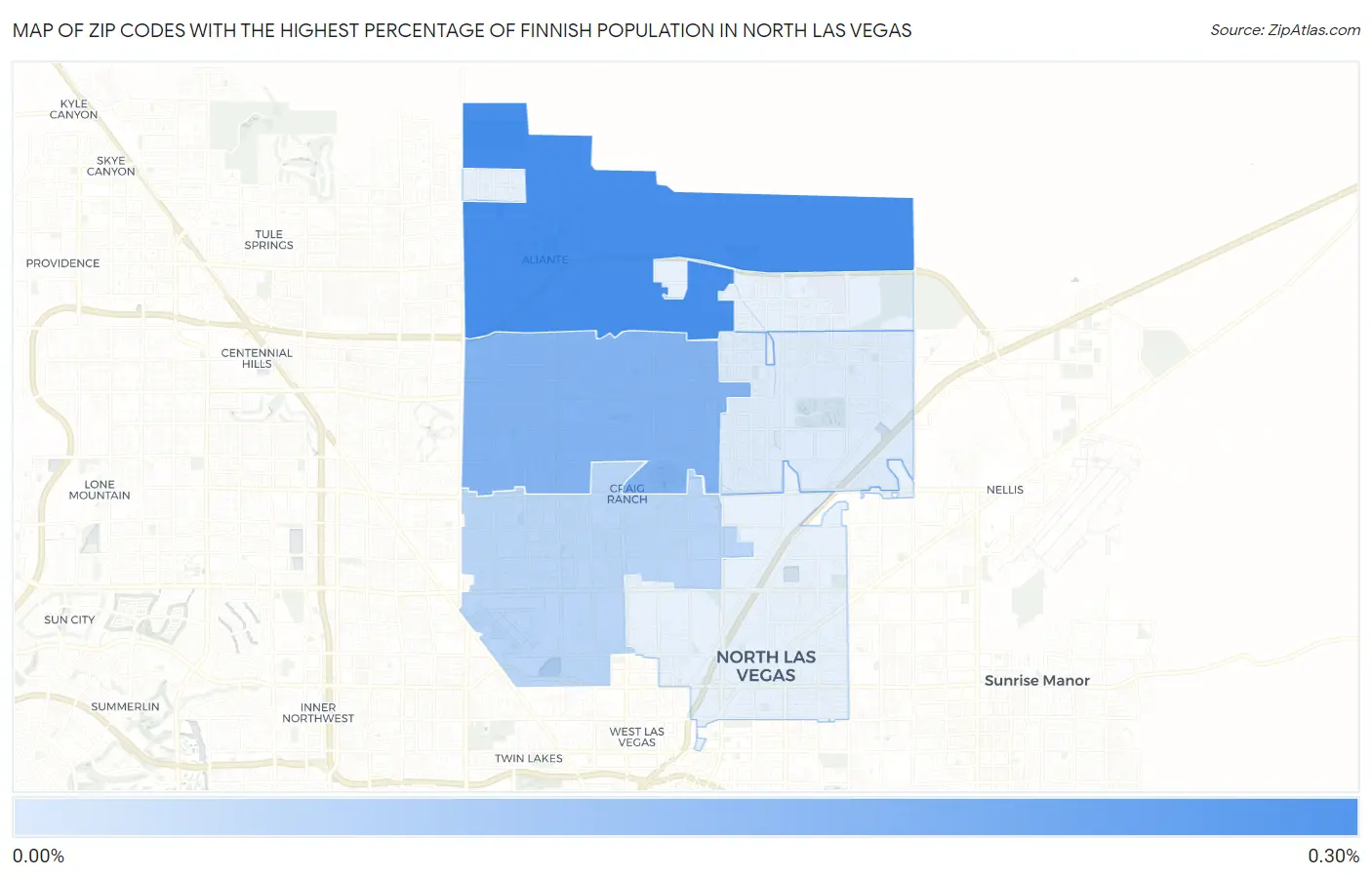 Zip Codes with the Highest Percentage of Finnish Population in North Las Vegas Map