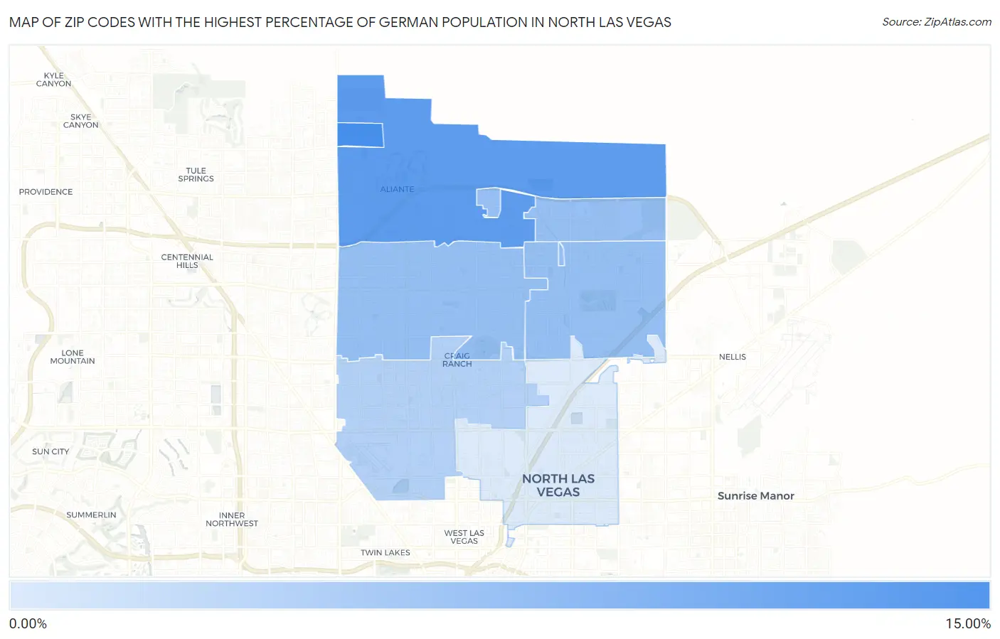 Zip Codes with the Highest Percentage of German Population in North Las Vegas Map