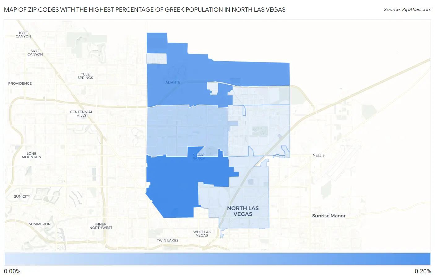 Zip Codes with the Highest Percentage of Greek Population in North Las Vegas Map