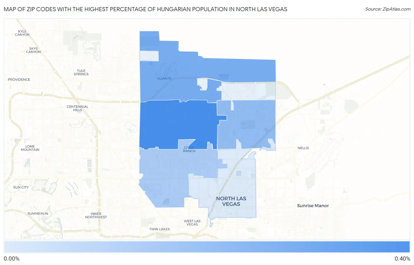 Zip Codes with the Highest Percentage of Hungarian Population in North Las Vegas Map