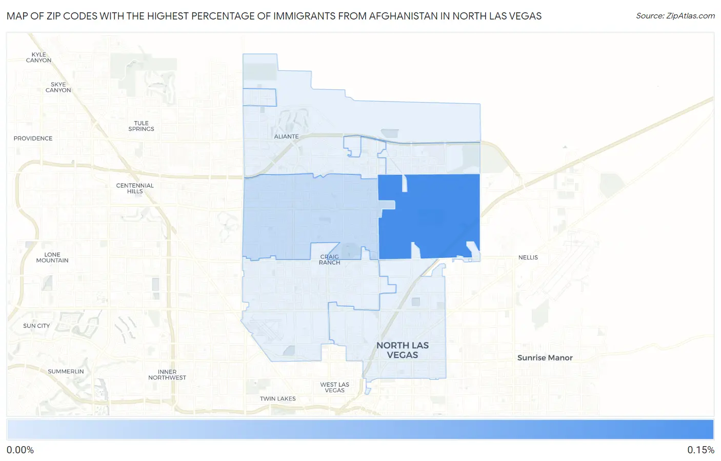 Zip Codes with the Highest Percentage of Immigrants from Afghanistan in North Las Vegas Map
