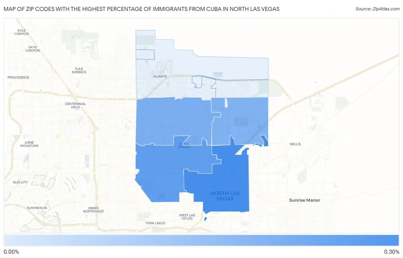 Zip Codes with the Highest Percentage of Immigrants from Cuba in North Las Vegas Map