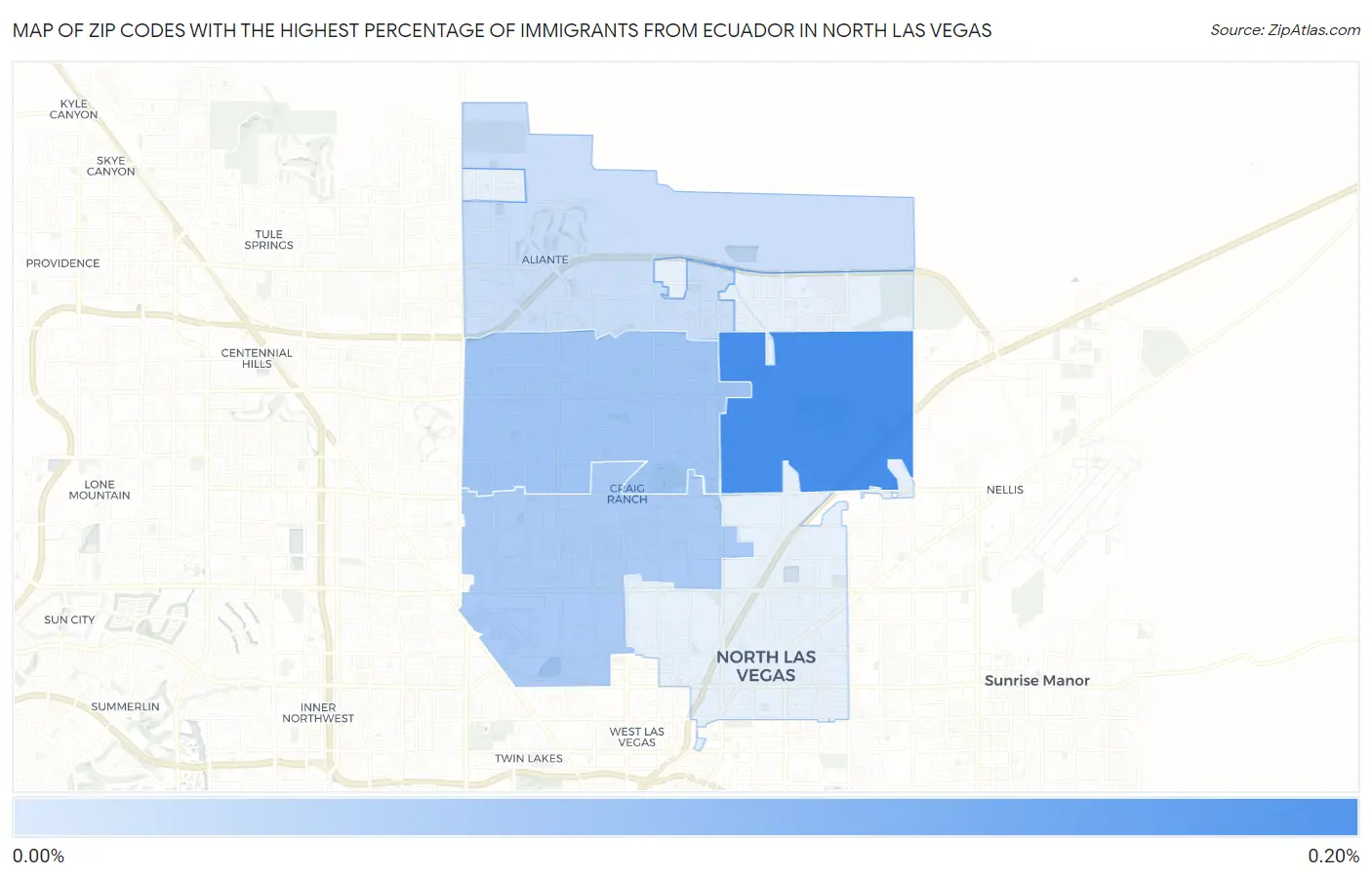 Zip Codes with the Highest Percentage of Immigrants from Ecuador in North Las Vegas Map