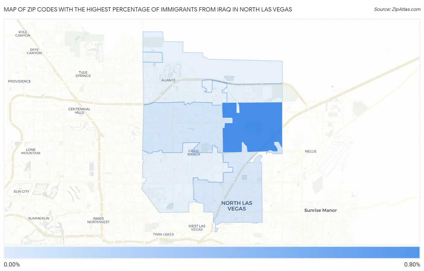 Zip Codes with the Highest Percentage of Immigrants from Iraq in North Las Vegas Map