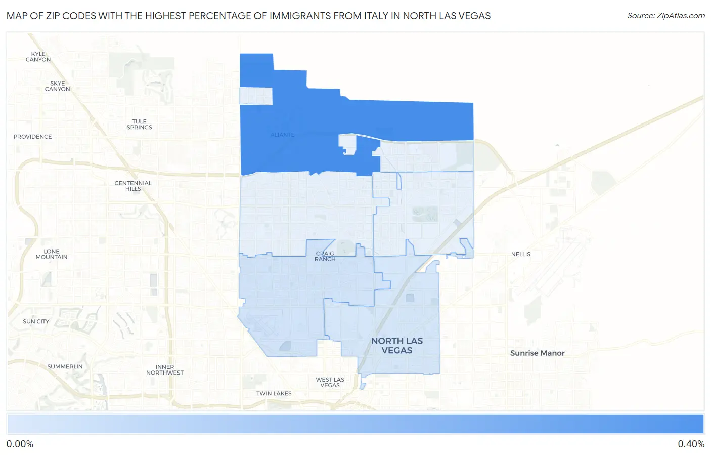 Zip Codes with the Highest Percentage of Immigrants from Italy in North Las Vegas Map