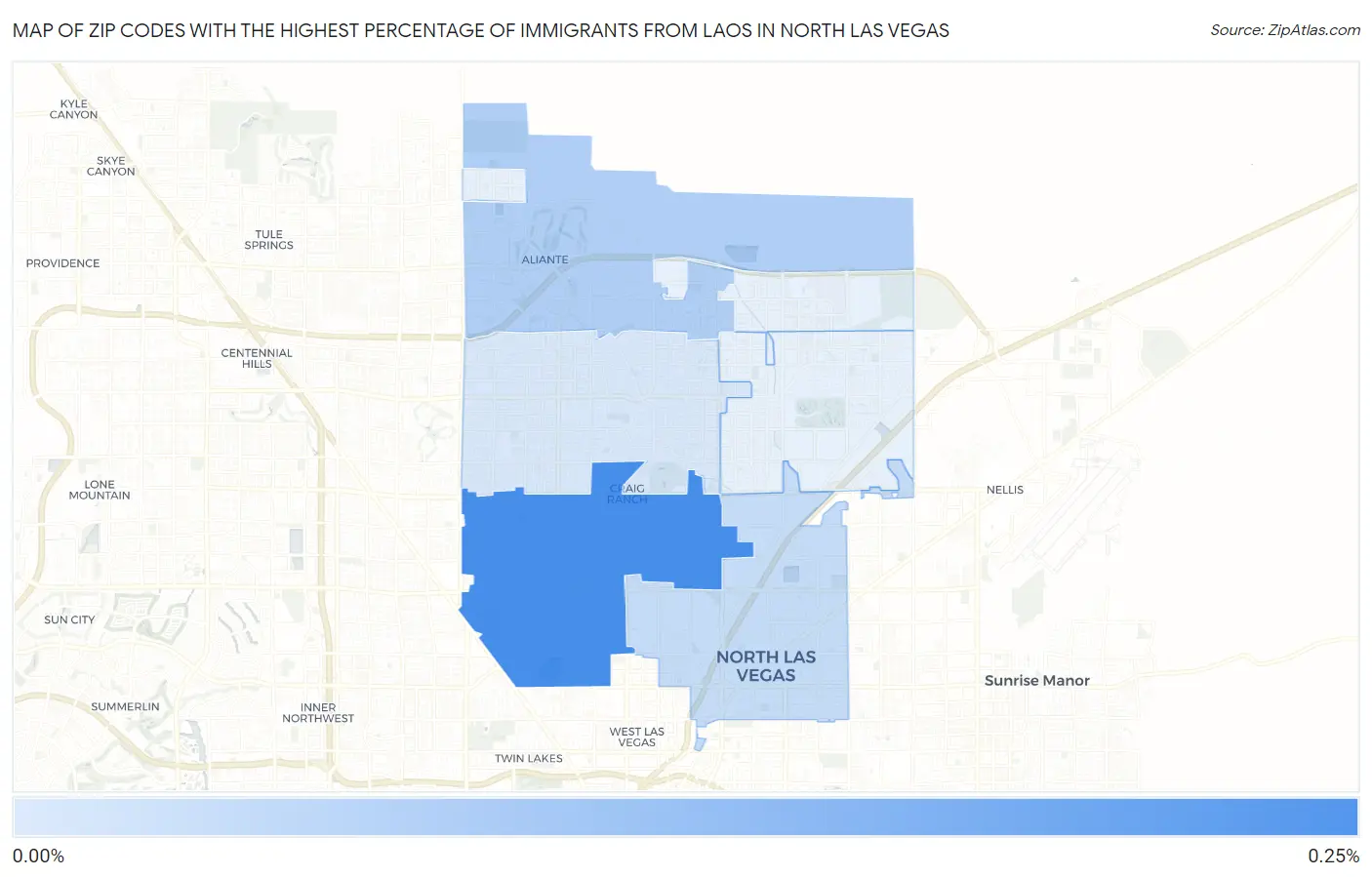 Zip Codes with the Highest Percentage of Immigrants from Laos in North Las Vegas Map
