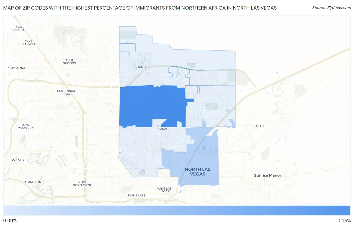 Zip Codes with the Highest Percentage of Immigrants from Northern Africa in North Las Vegas Map