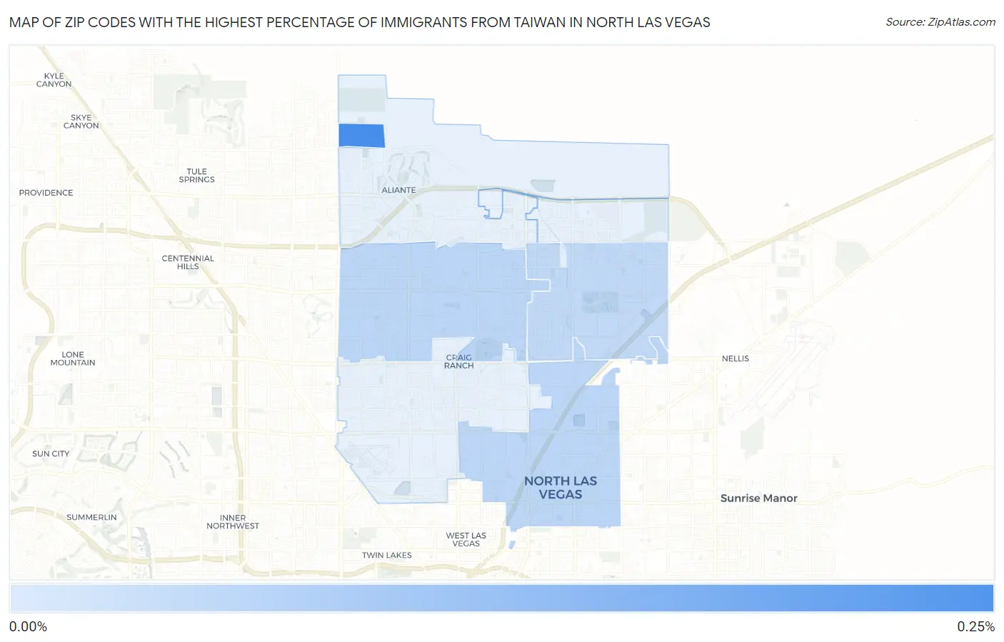 Zip Codes with the Highest Percentage of Immigrants from Taiwan in North Las Vegas Map
