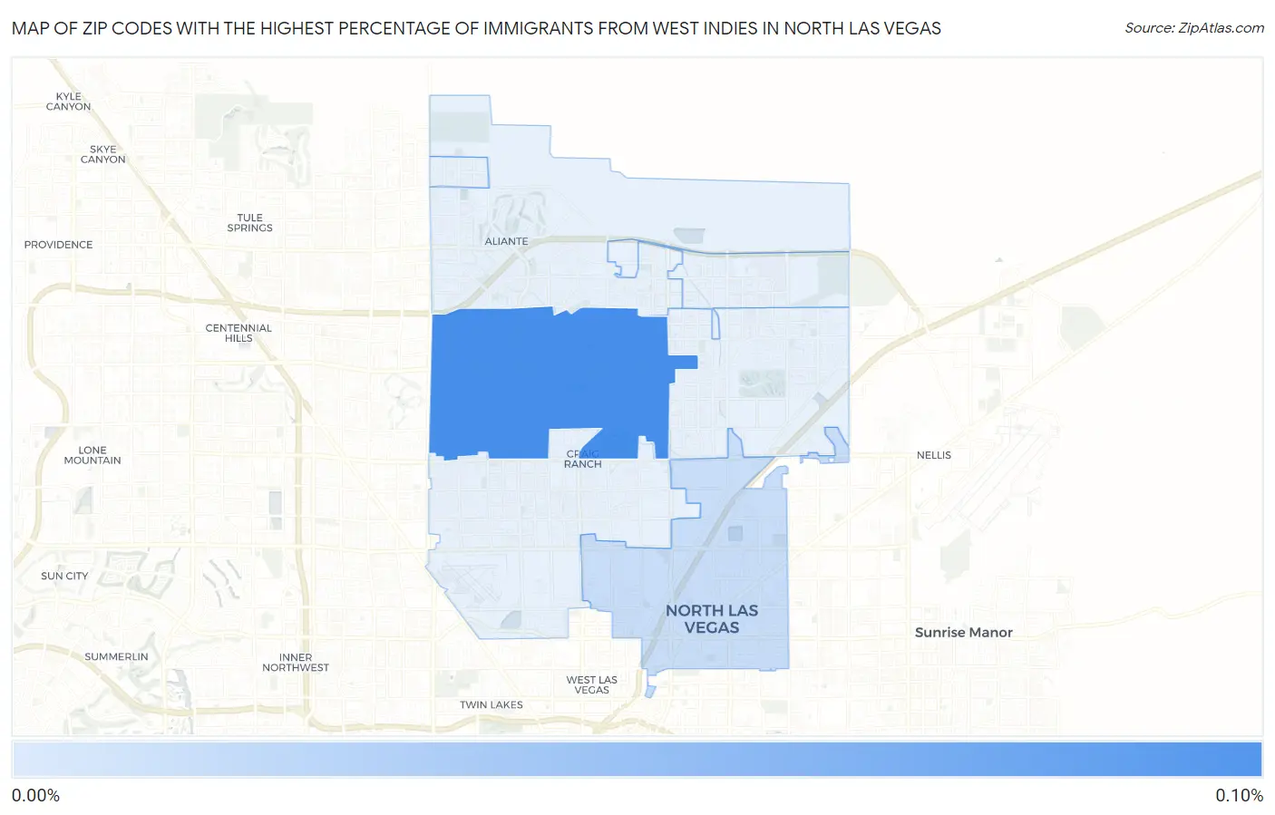 Zip Codes with the Highest Percentage of Immigrants from West Indies in North Las Vegas Map