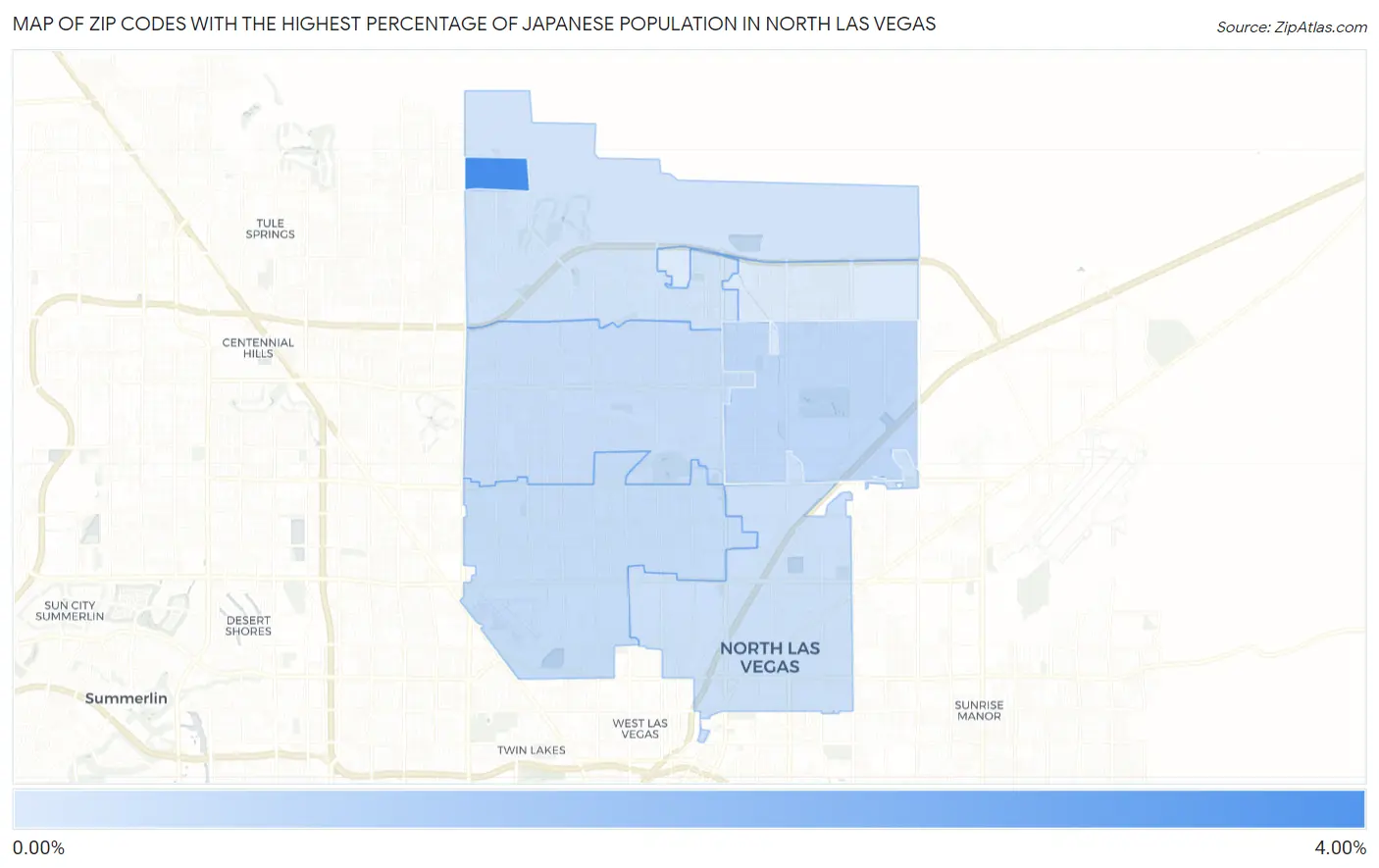 Zip Codes with the Highest Percentage of Japanese Population in North Las Vegas Map