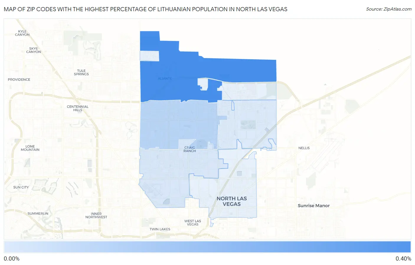 Zip Codes with the Highest Percentage of Lithuanian Population in North Las Vegas Map