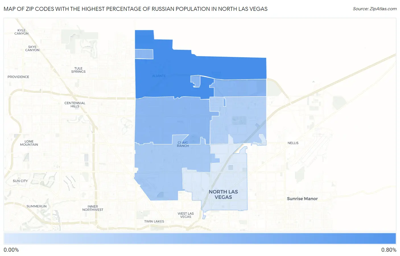 Zip Codes with the Highest Percentage of Russian Population in North Las Vegas Map