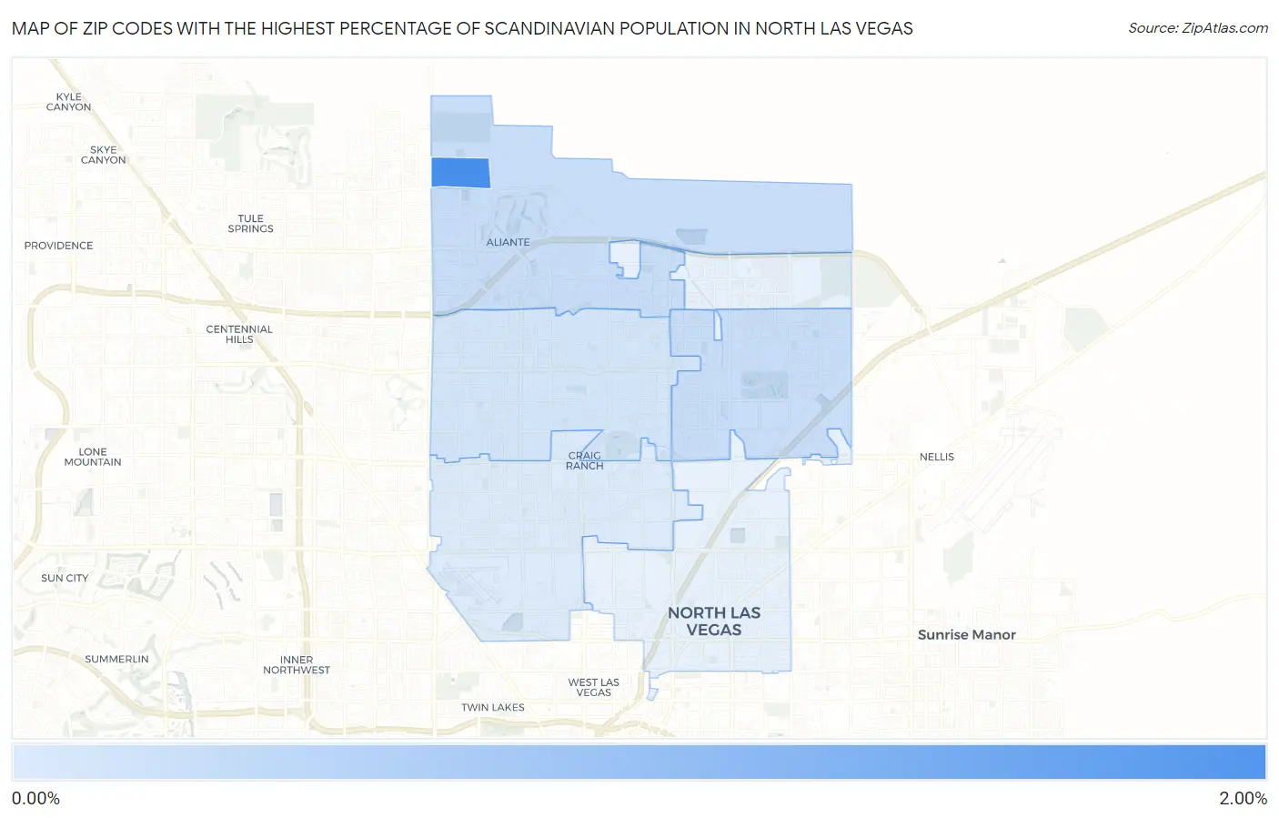 Zip Codes with the Highest Percentage of Scandinavian Population in North Las Vegas Map