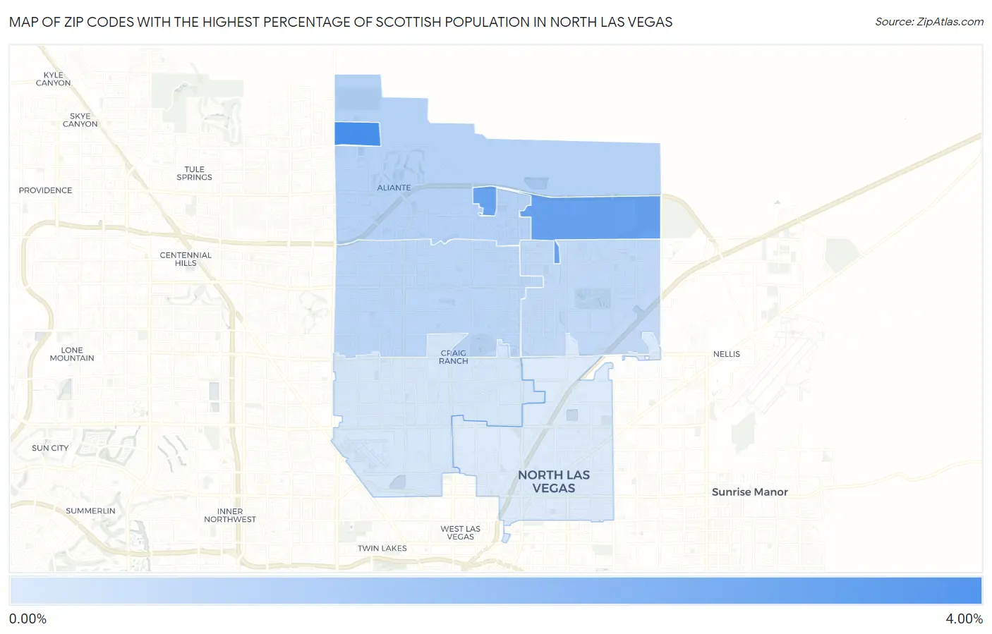 Zip Codes with the Highest Percentage of Scottish Population in North Las Vegas Map