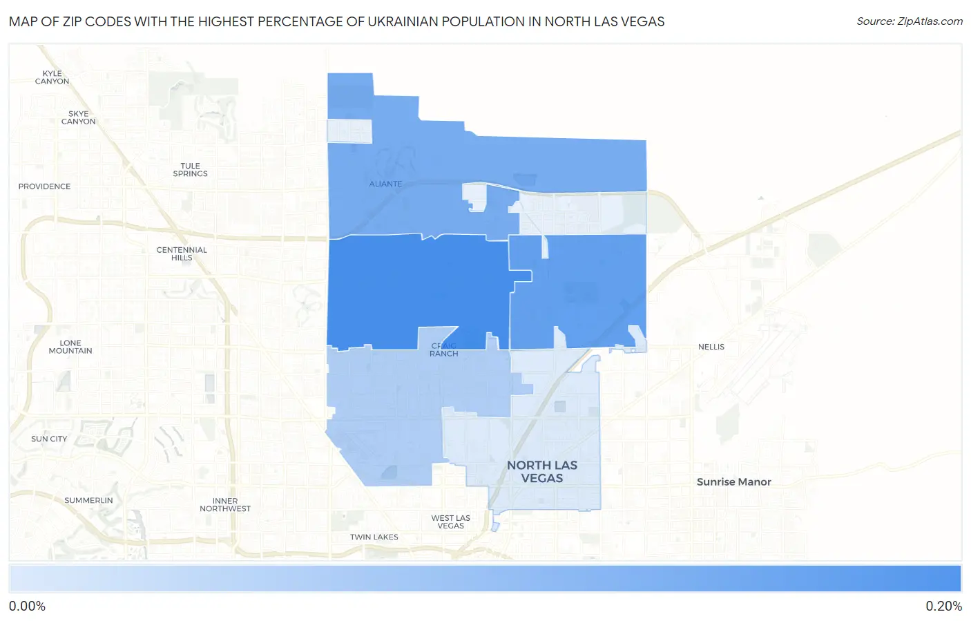 Zip Codes with the Highest Percentage of Ukrainian Population in North Las Vegas Map