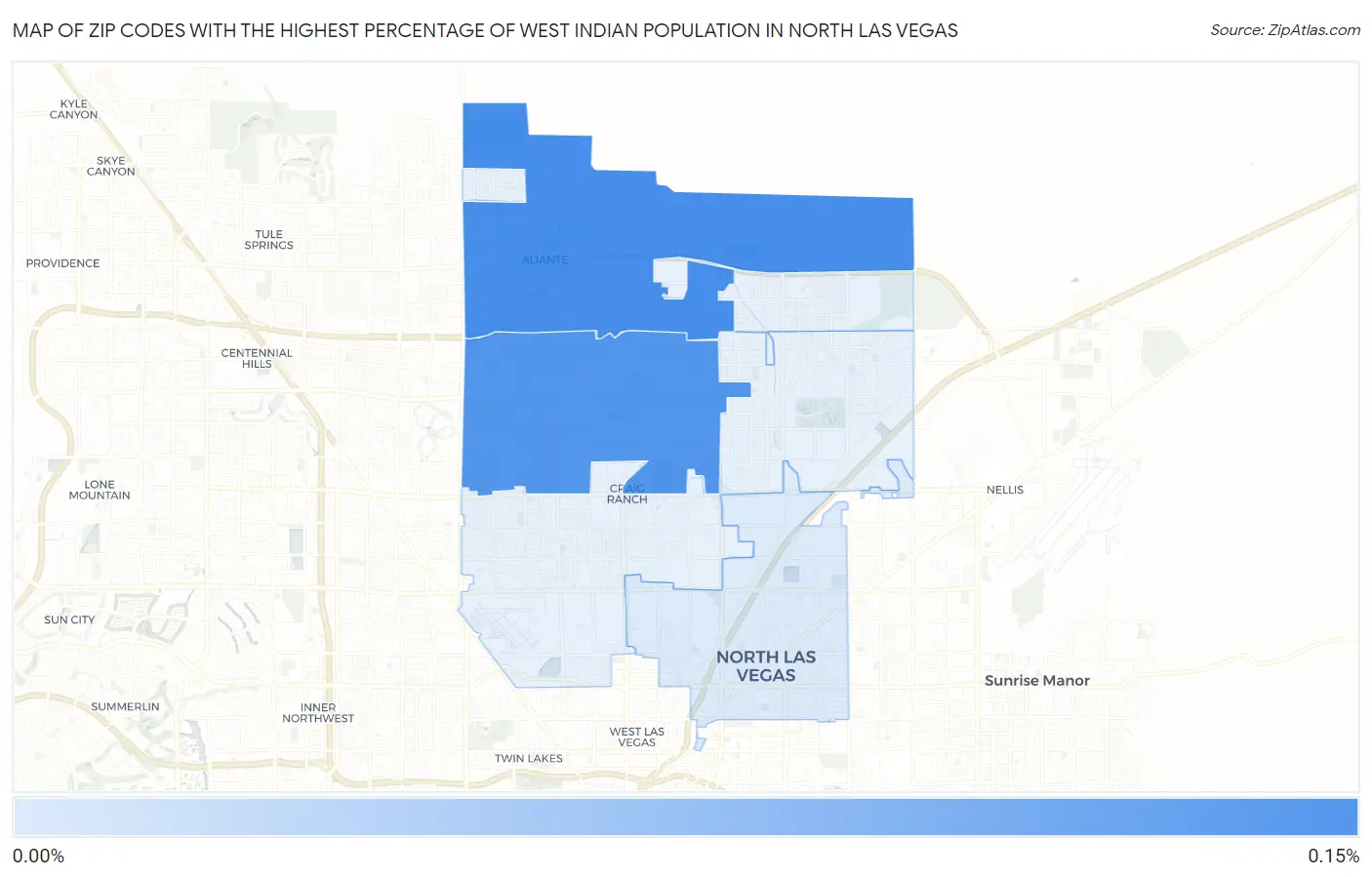 Zip Codes with the Highest Percentage of West Indian Population in North Las Vegas Map