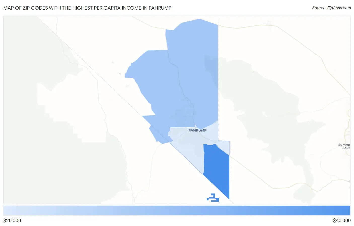 Zip Codes with the Highest Per Capita Income in Pahrump Map