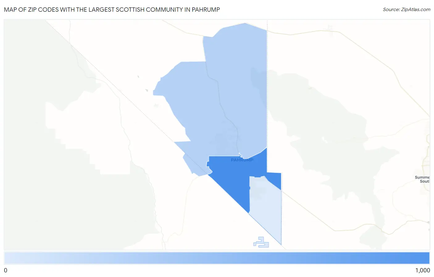 Zip Codes with the Largest Scottish Community in Pahrump Map