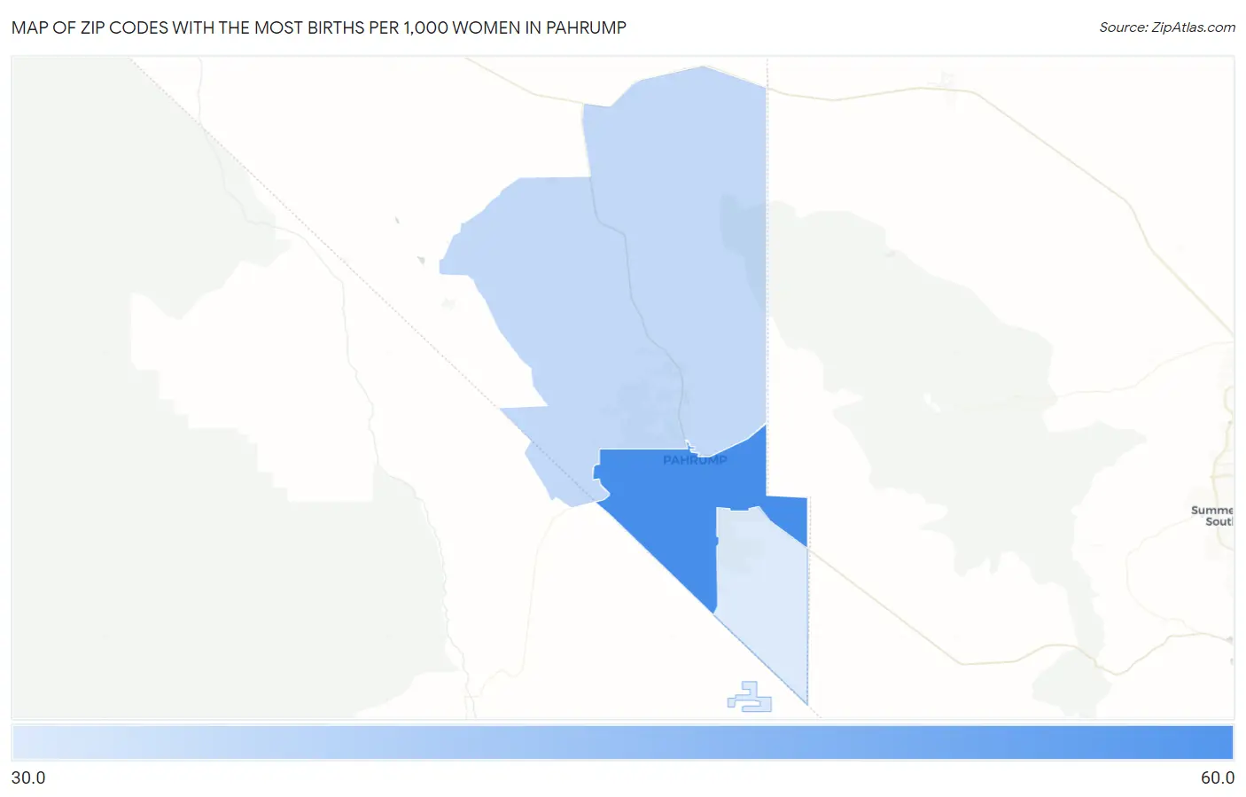 Zip Codes with the Most Births per 1,000 Women in Pahrump Map