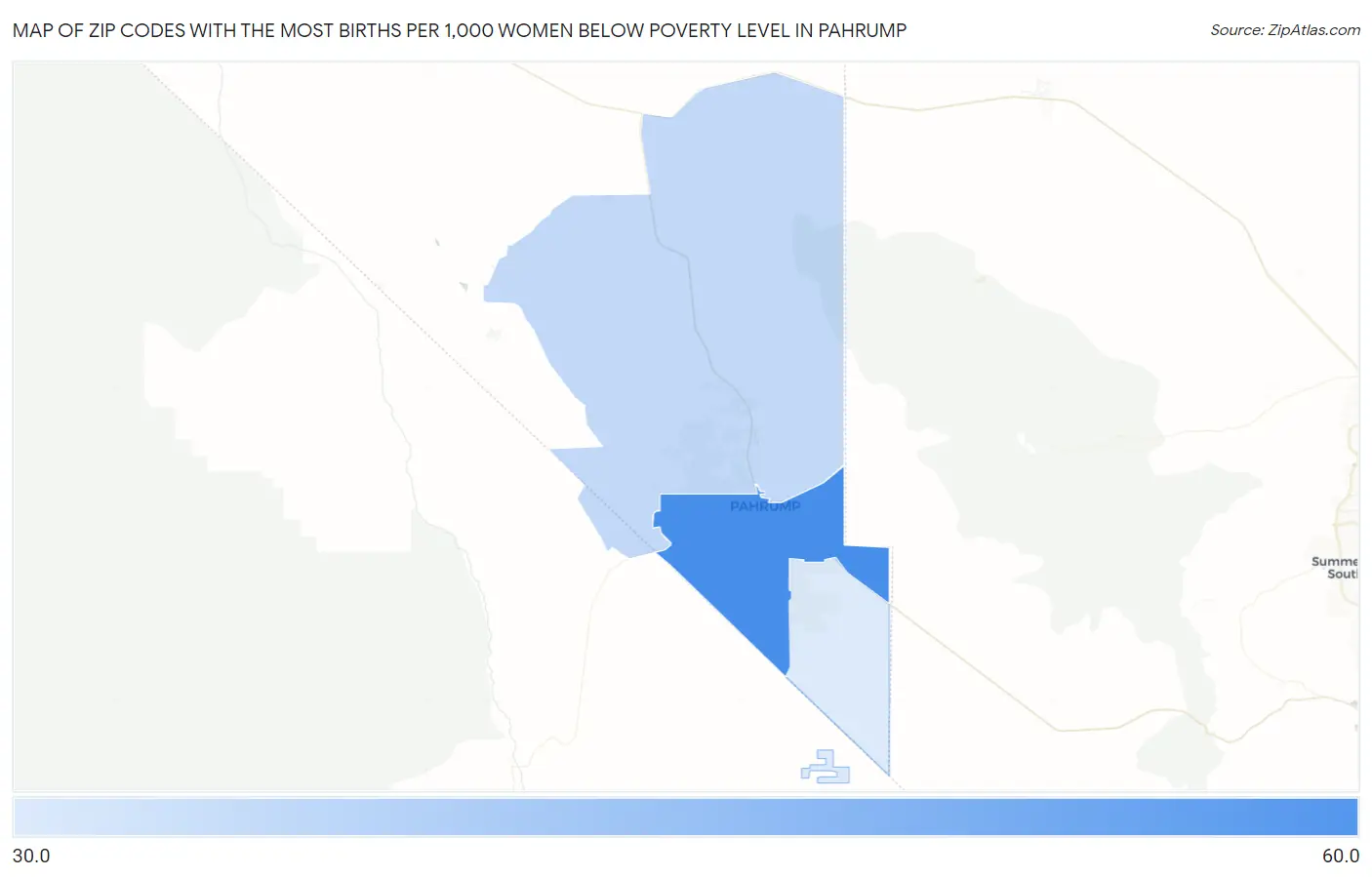 Zip Codes with the Most Births per 1,000 Women Below Poverty Level in Pahrump Map