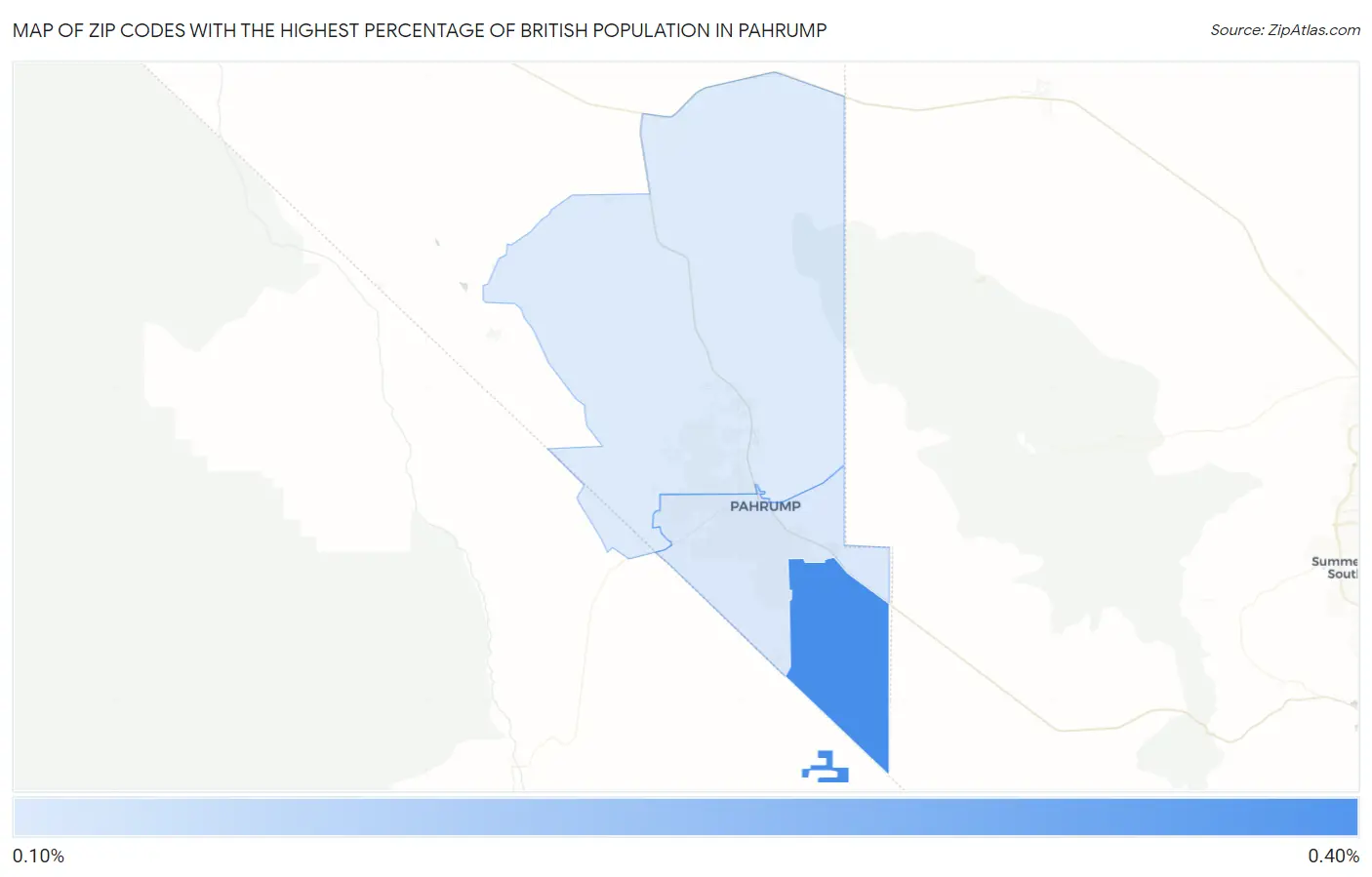 Zip Codes with the Highest Percentage of British Population in Pahrump Map