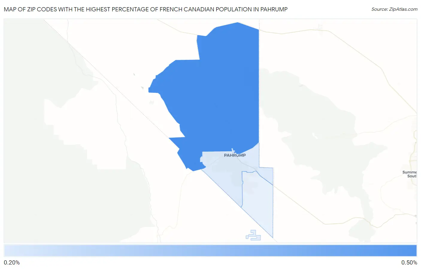 Zip Codes with the Highest Percentage of French Canadian Population in Pahrump Map