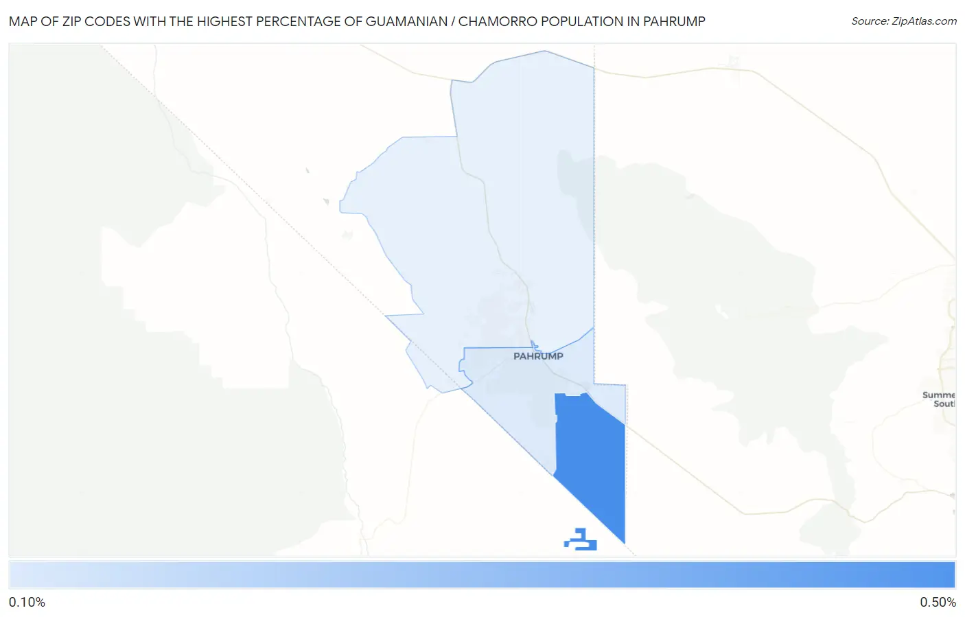 Zip Codes with the Highest Percentage of Guamanian / Chamorro Population in Pahrump Map