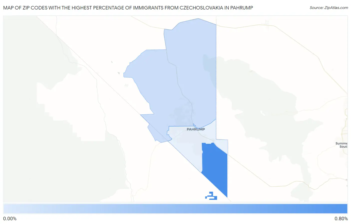 Zip Codes with the Highest Percentage of Immigrants from Czechoslovakia in Pahrump Map