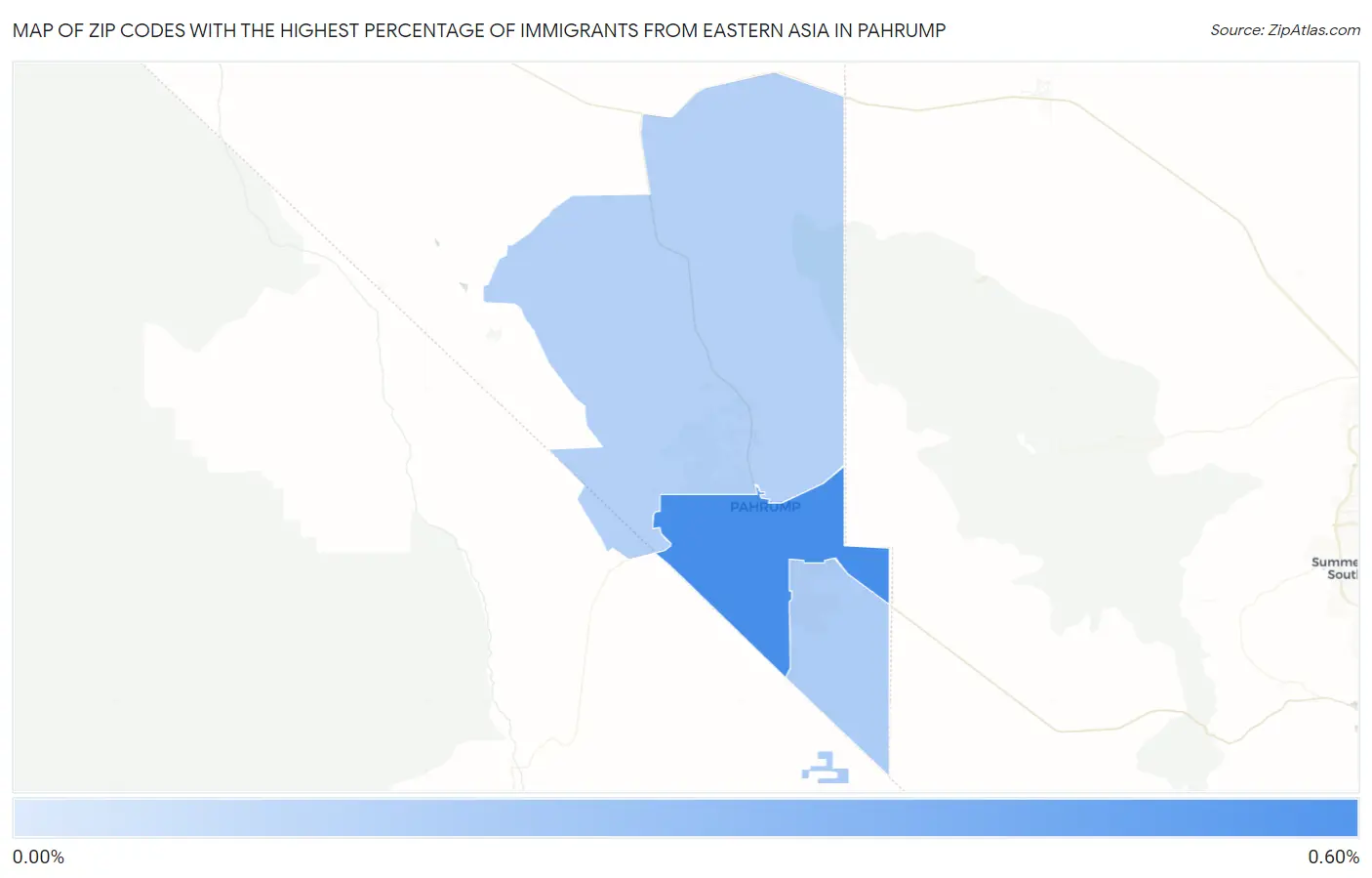 Zip Codes with the Highest Percentage of Immigrants from Eastern Asia in Pahrump Map