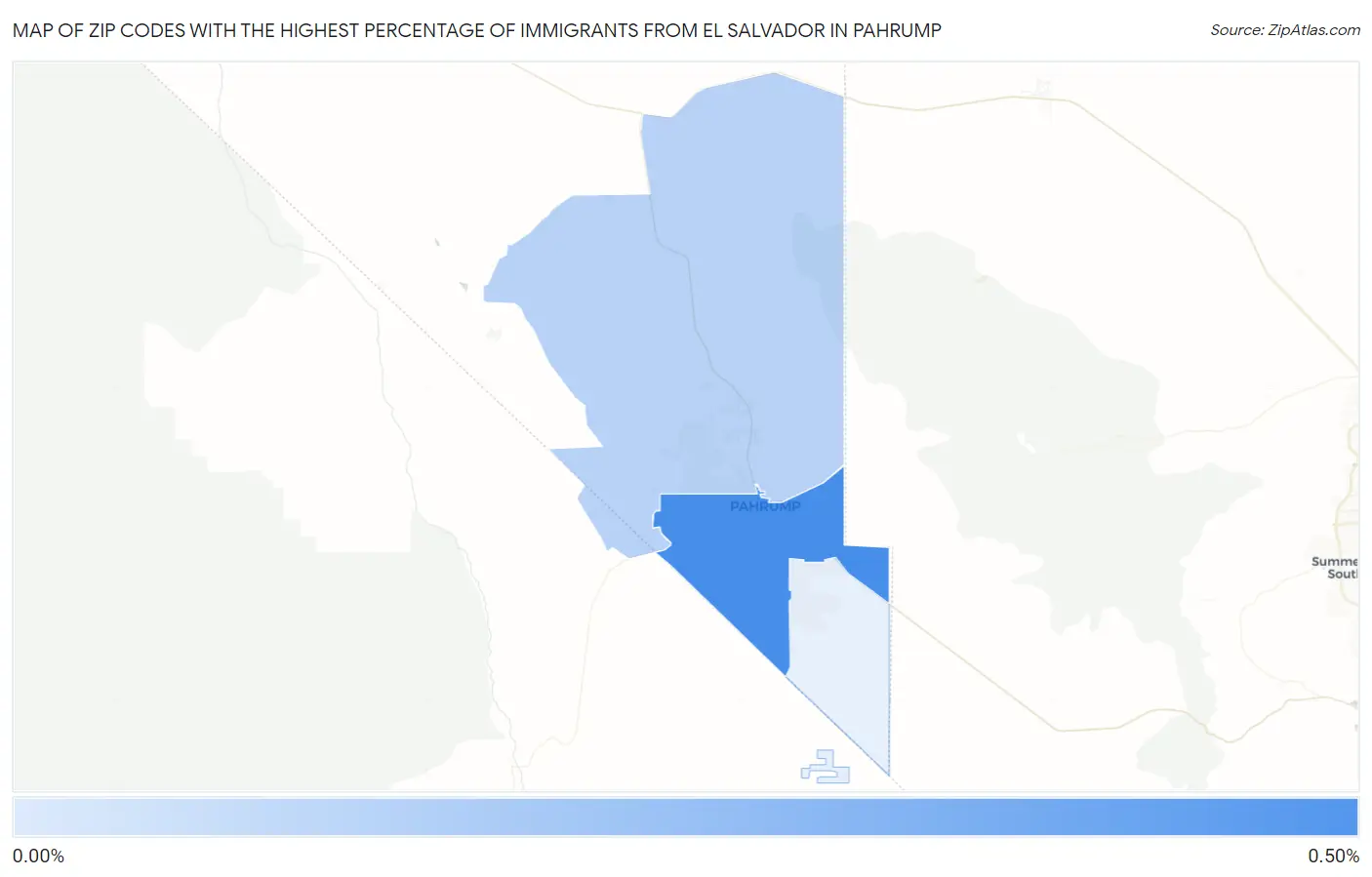 Zip Codes with the Highest Percentage of Immigrants from El Salvador in Pahrump Map