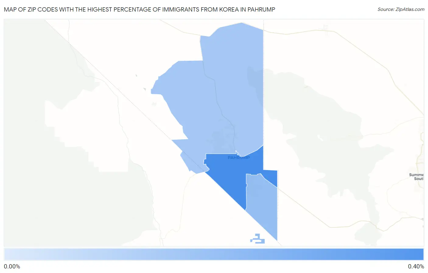 Zip Codes with the Highest Percentage of Immigrants from Korea in Pahrump Map