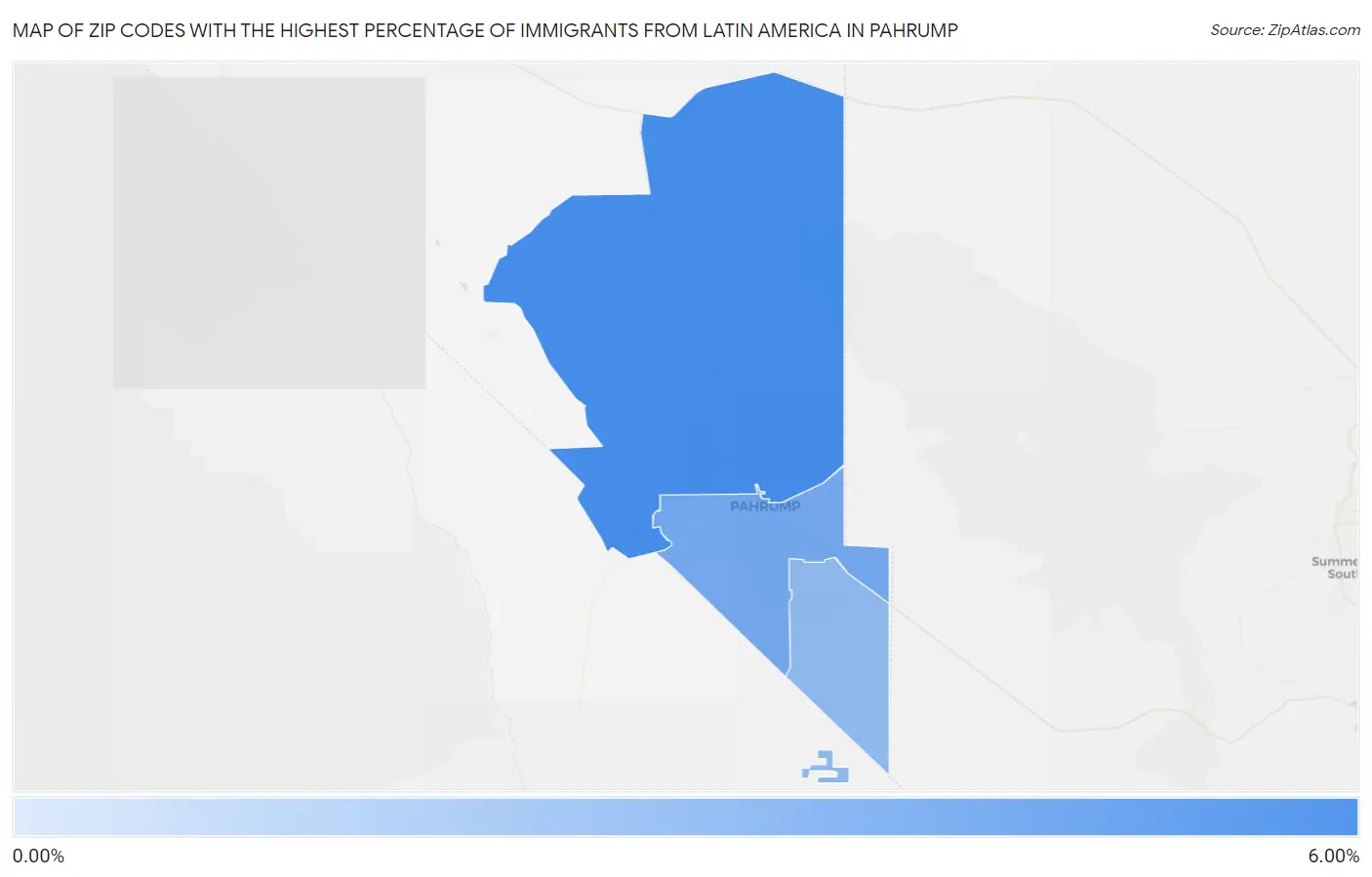 Zip Codes with the Highest Percentage of Immigrants from Latin America in Pahrump Map