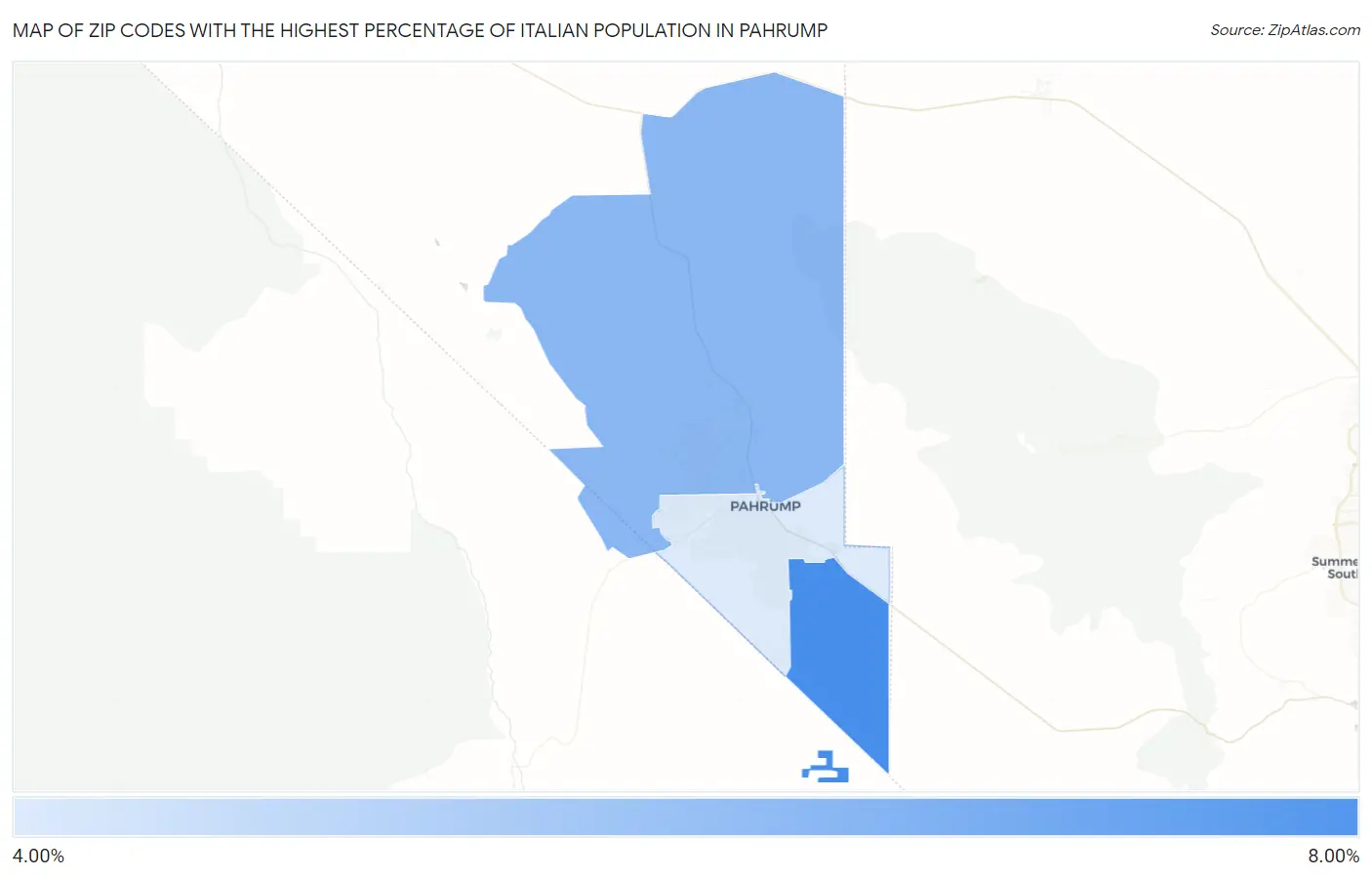Zip Codes with the Highest Percentage of Italian Population in Pahrump Map