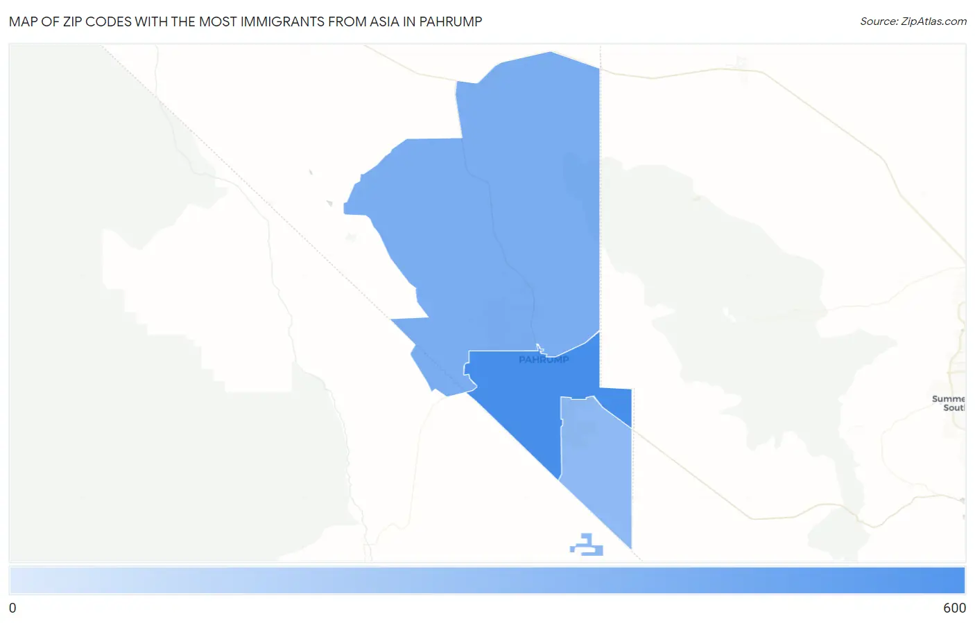 Zip Codes with the Most Immigrants from Asia in Pahrump Map