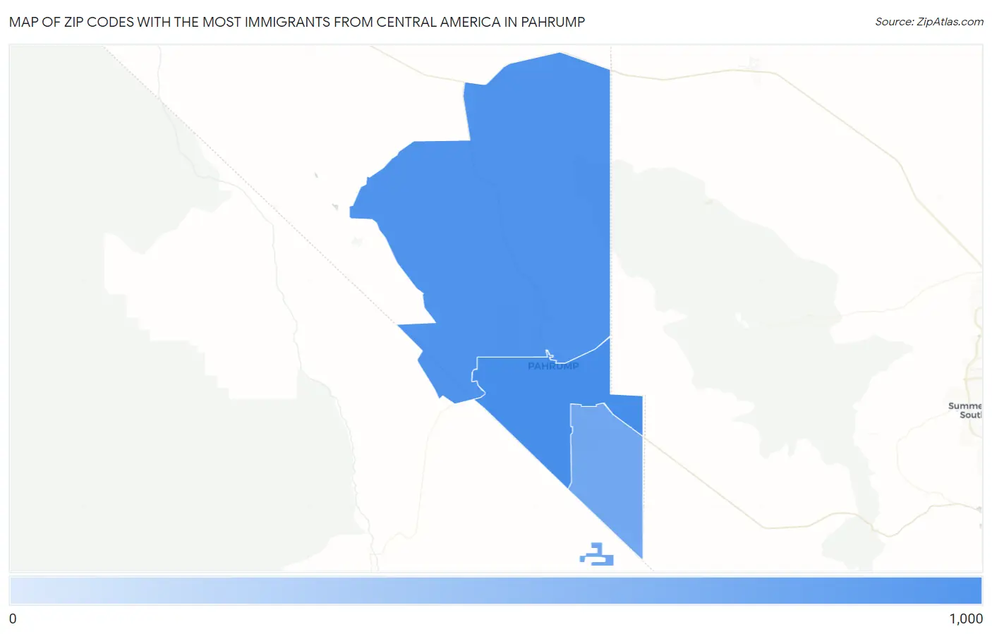 Zip Codes with the Most Immigrants from Central America in Pahrump Map