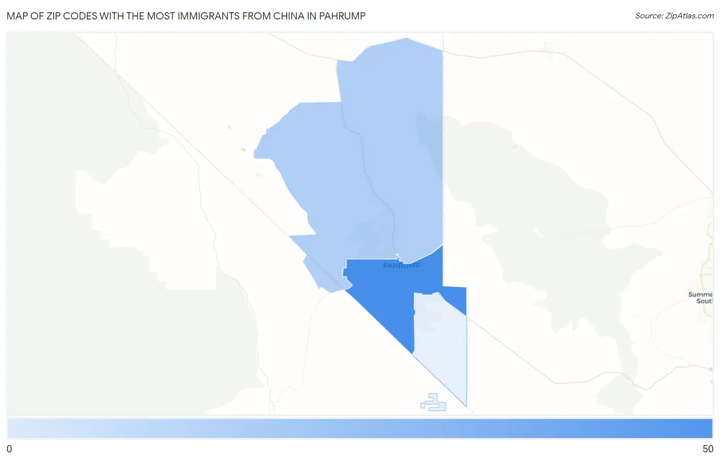 Zip Codes with the Most Immigrants from China in Pahrump Map