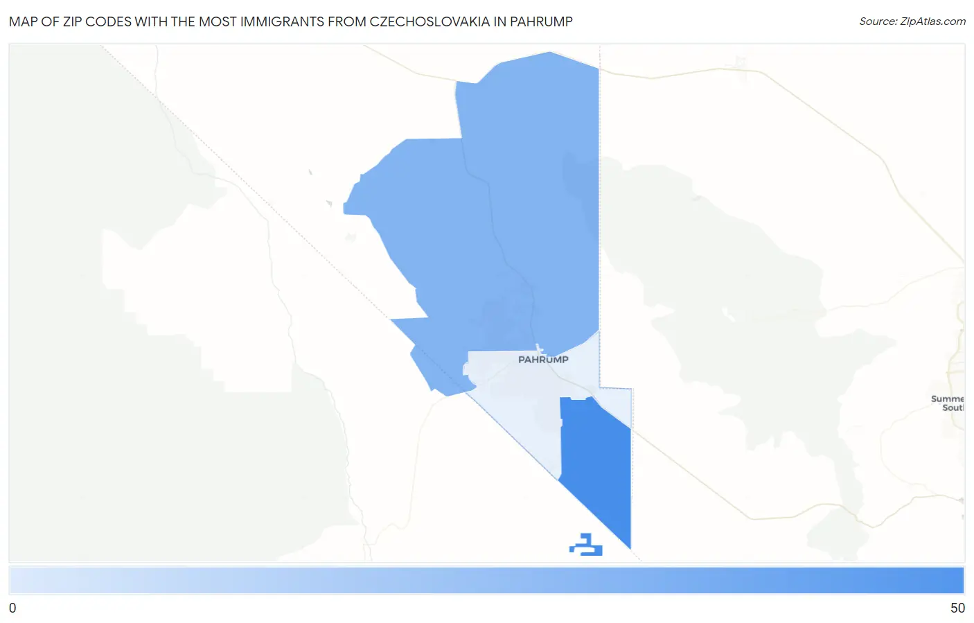Zip Codes with the Most Immigrants from Czechoslovakia in Pahrump Map