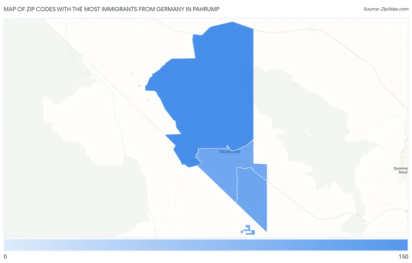 Zip Codes with the Most Immigrants from Germany in Pahrump Map